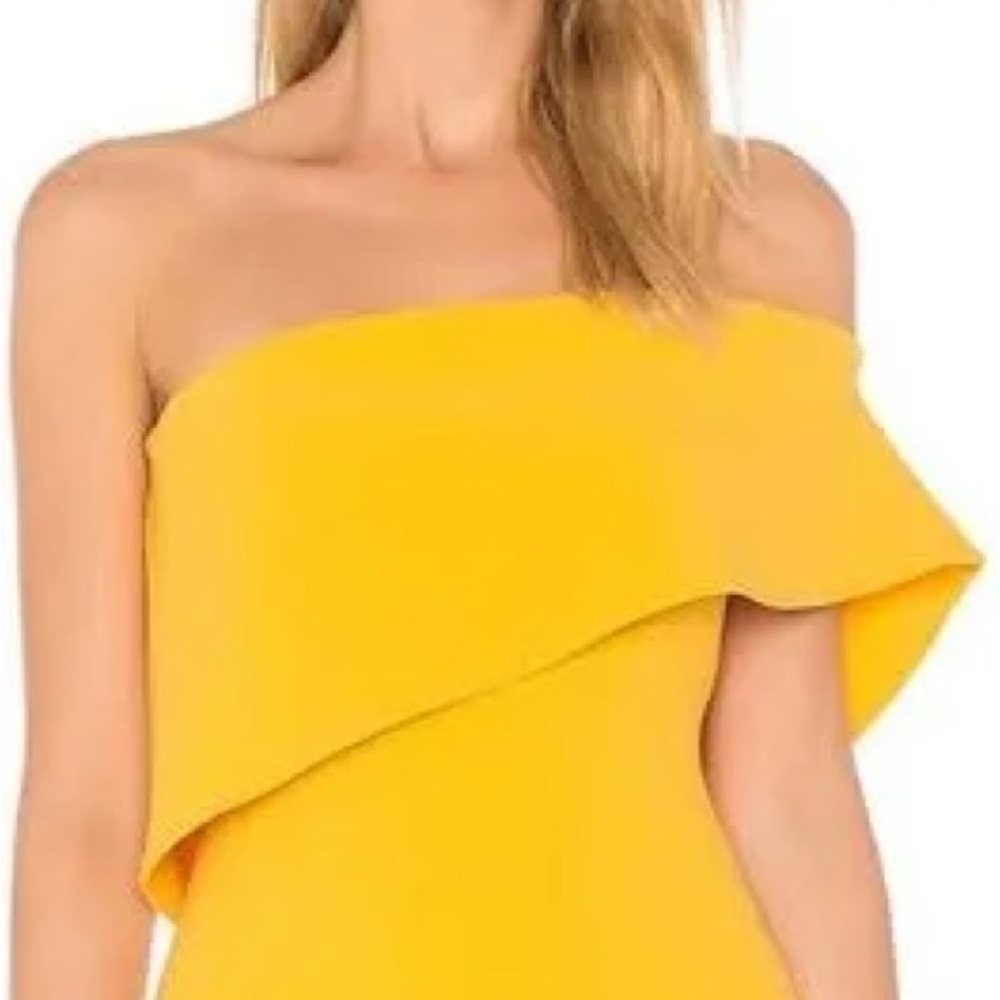 Likely Yellow Off-the-Shoulder Sheath Midi Dress